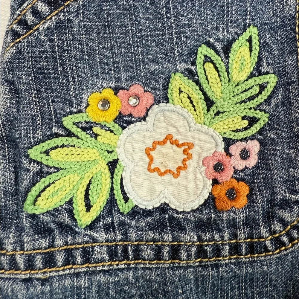 GYMBOREE VINTAGE Girls’ Y2K-Inspired‎ Embroidered Floral Denim Mini Skort Size 7